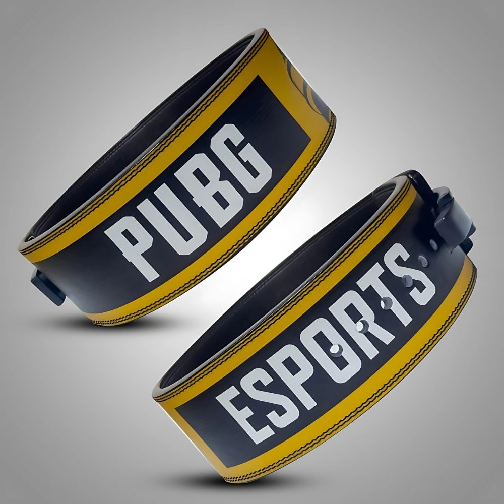 Bold PUBG design weightlifting belt for gamers and athletes