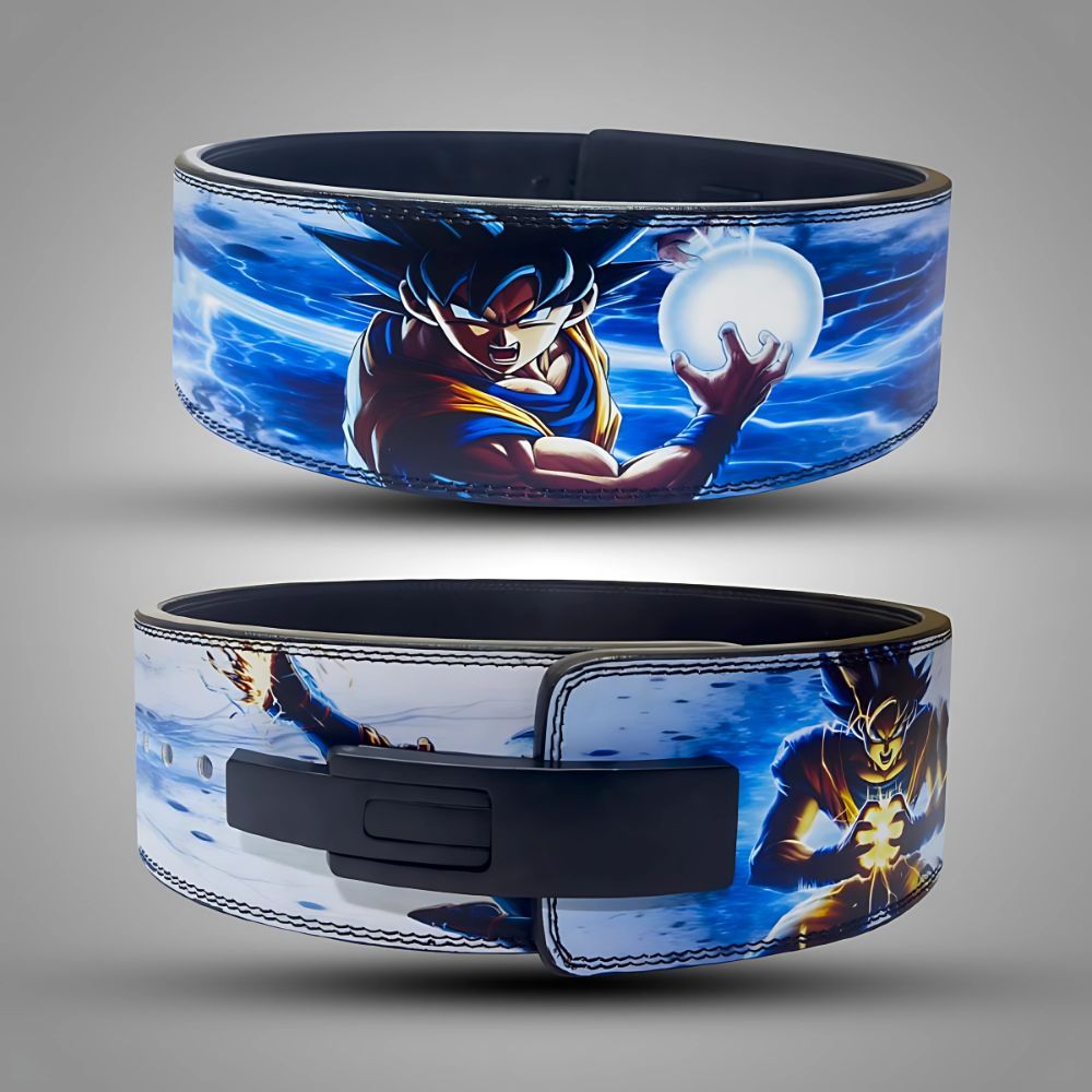 Blue-themed gym belt featuring Goku Super Saiyan art

