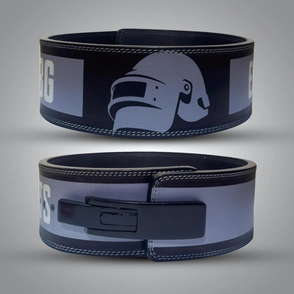 Lever-lock lifting belt featuring PUBG icon and bold styling


