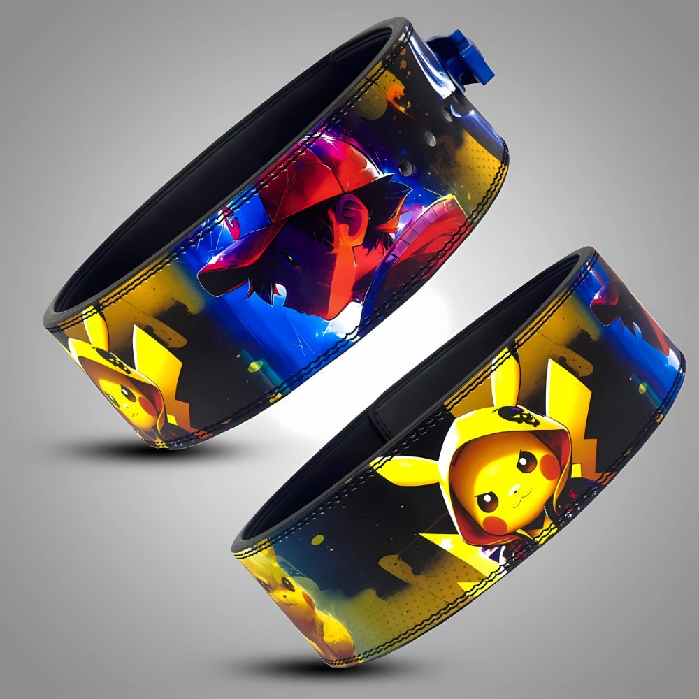 Pikachu-themed gym belt with anime-inspired electric design

