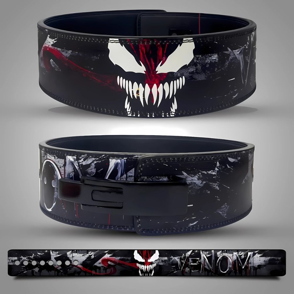 Venom graphic weightlifting belt with secure black strap