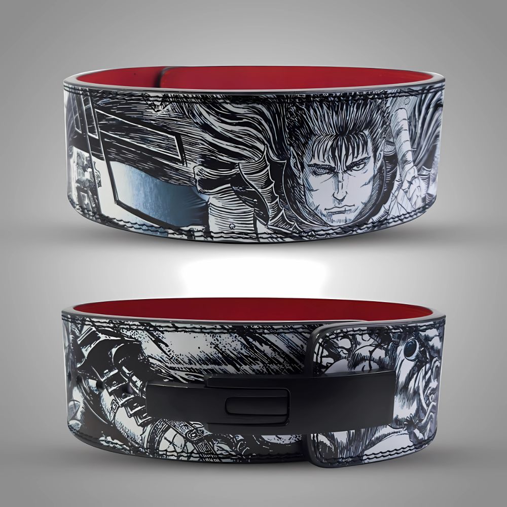 Manga-style lifting belt featuring Guts from Berserk

